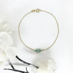 10k Yellow Gold Evil Eye Bracelet