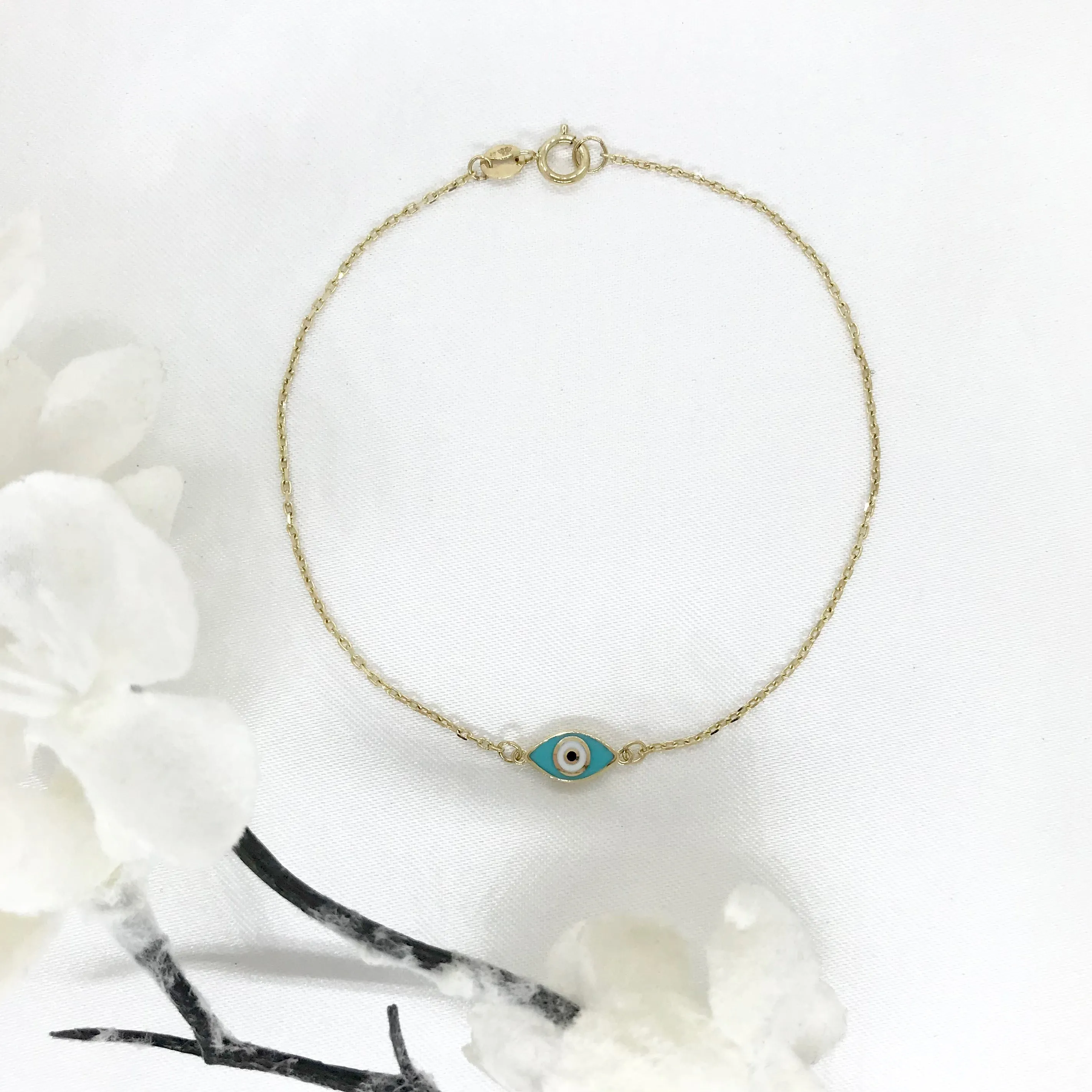 10k Yellow Gold Evil Eye Bracelet