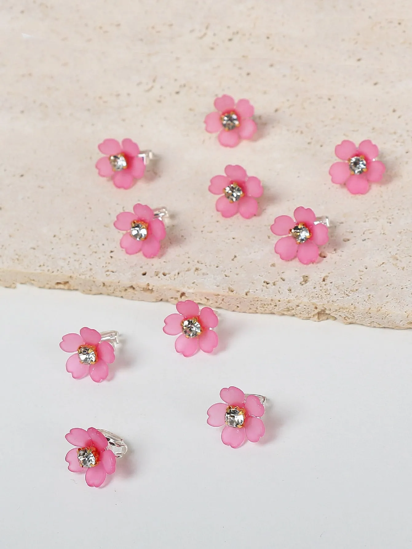 10pcs Rhinestone & Flower Decor Hair Ring