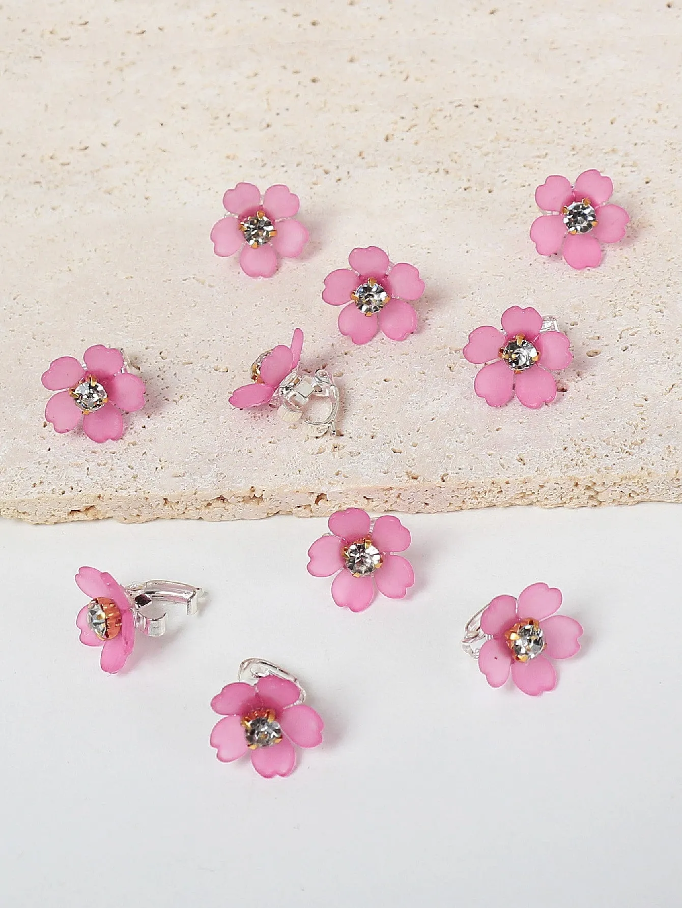 10pcs Rhinestone & Flower Decor Hair Ring