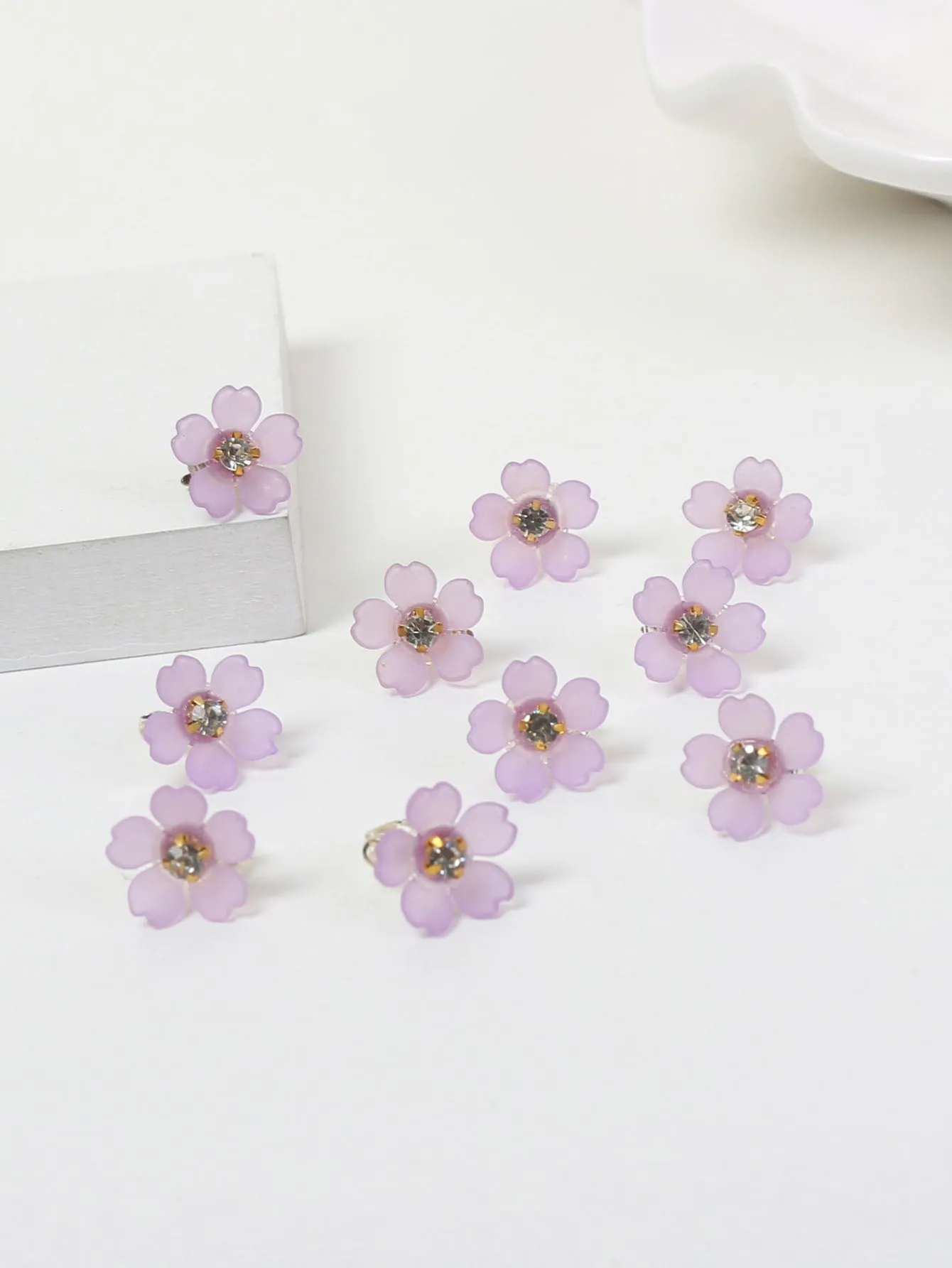 10pcs Rhinestone & Flower Decor Hair Ring