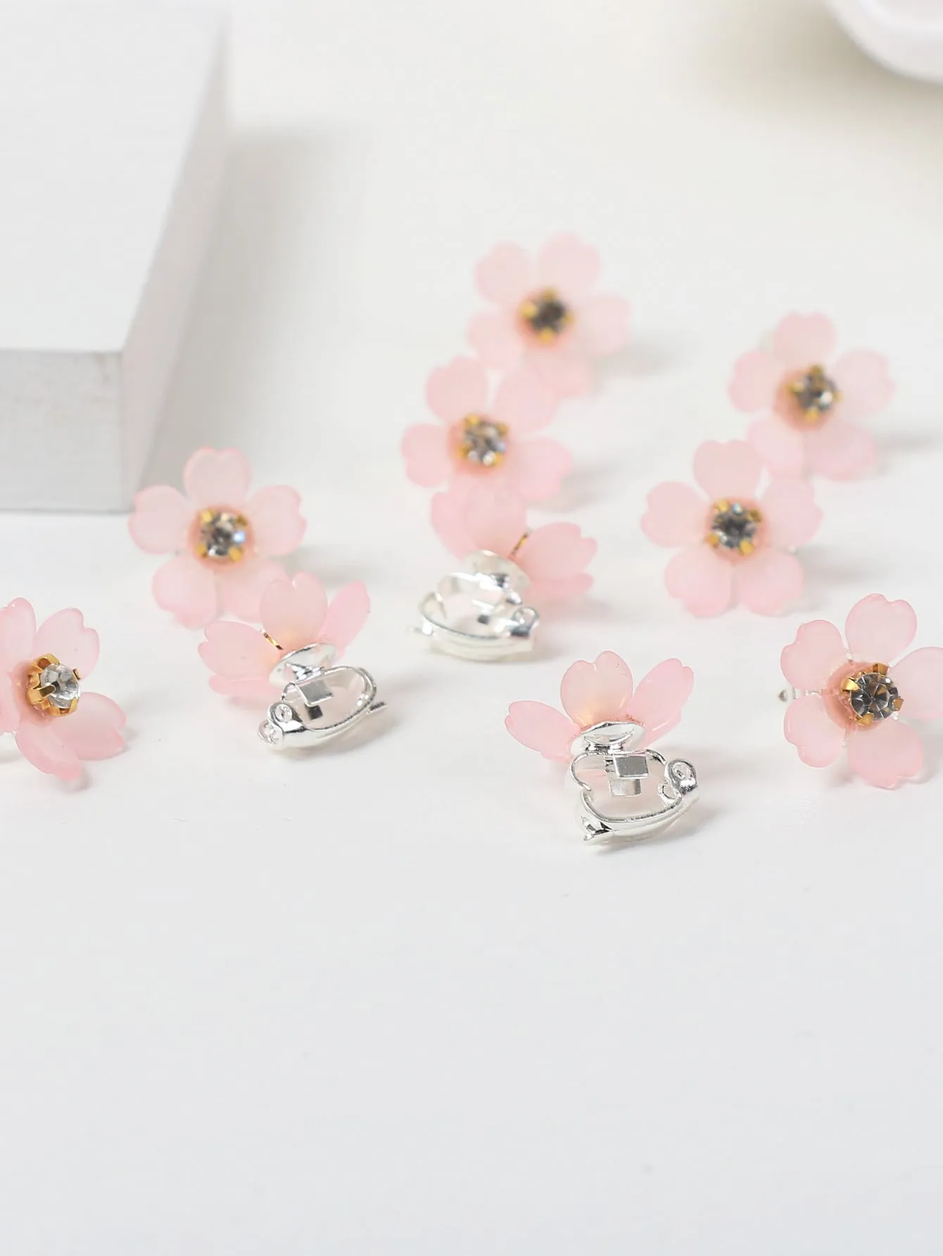 10pcs Rhinestone & Flower Decor Hair Ring