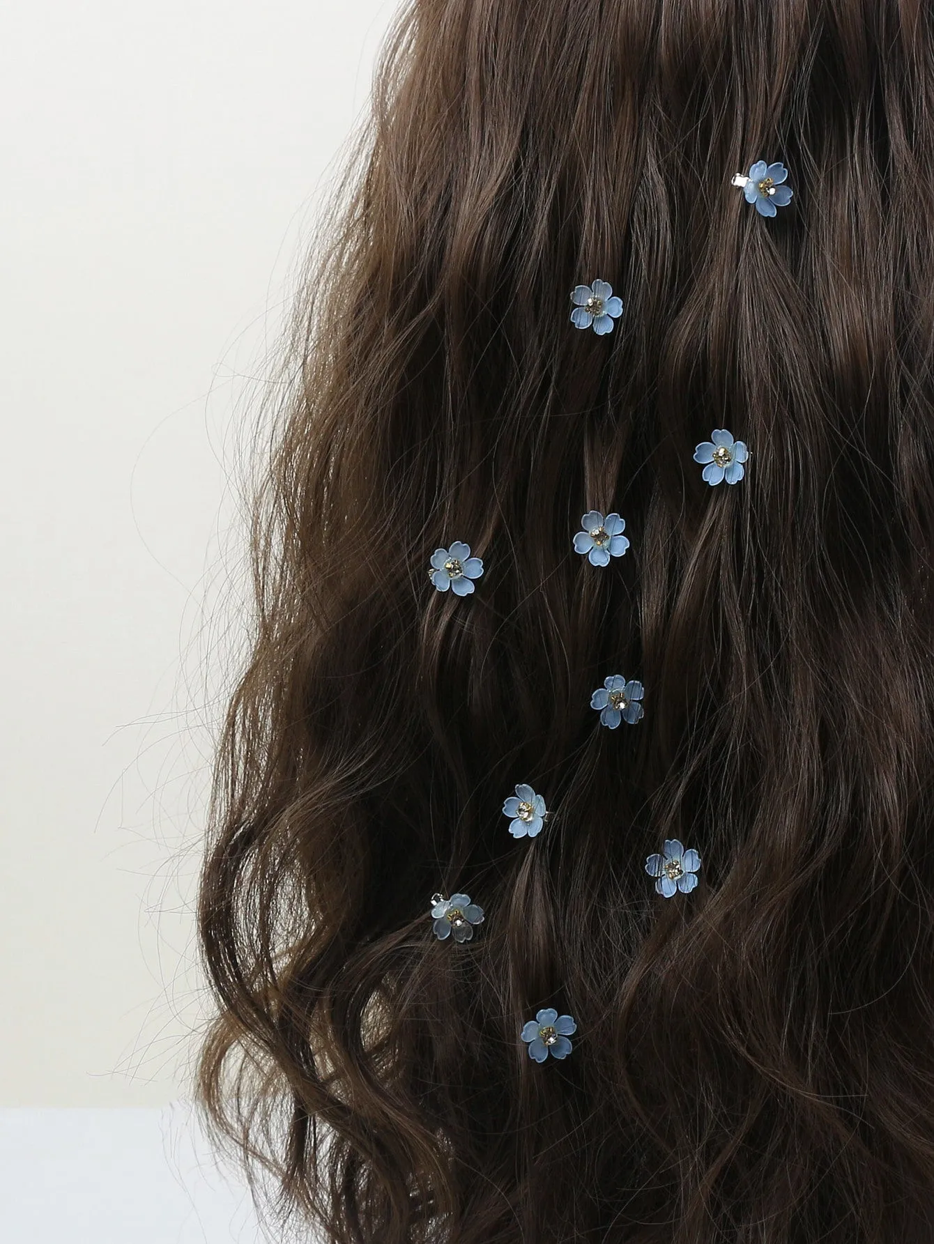 10pcs Rhinestone & Flower Decor Hair Ring