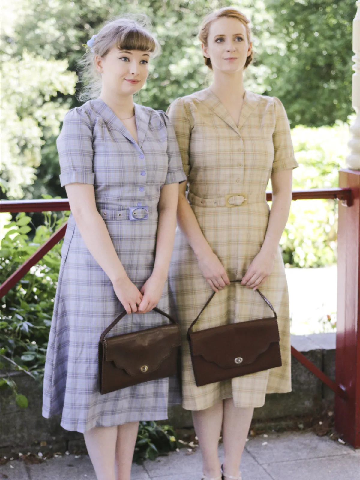 1940s Vintage Lumber Jill Check Day Dress in Blue