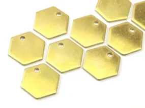 24 Raw Brass Hexagon Stamping Blank Tag Charms (12.5x1mm) D0117