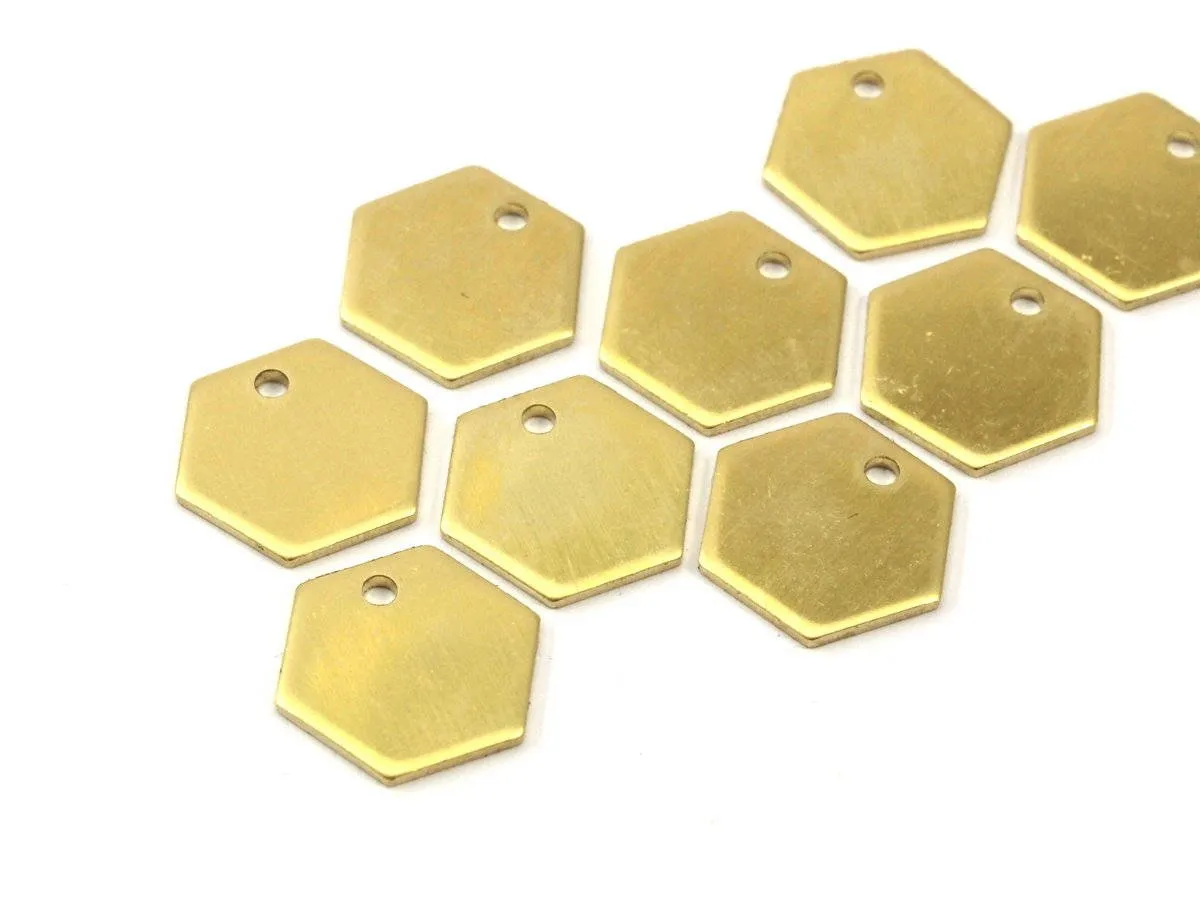 24 Raw Brass Hexagon Stamping Blank Tag Charms (12.5x1mm) D0117