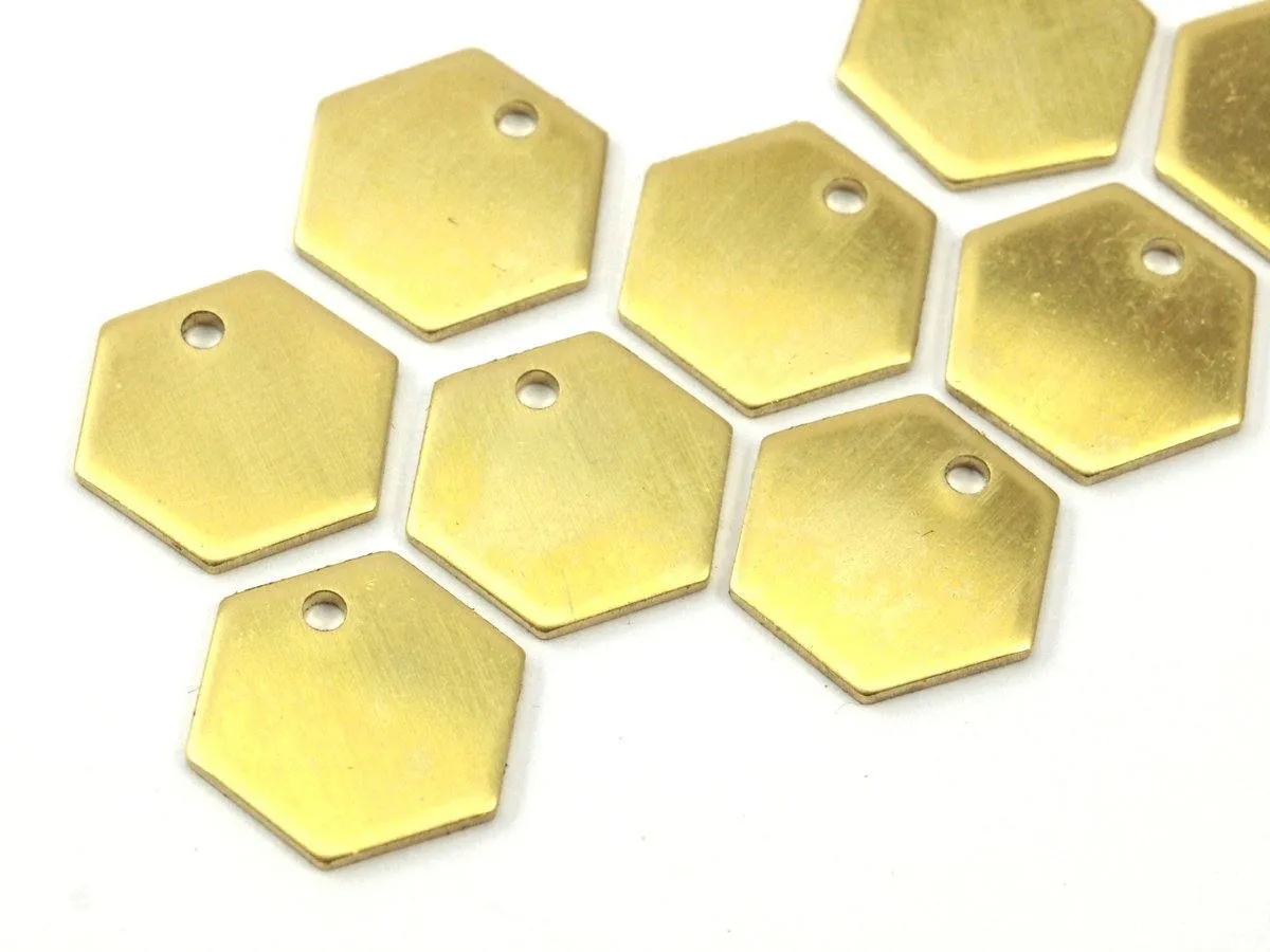 24 Raw Brass Hexagon Stamping Blank Tag Charms (12.5x1mm) D0117