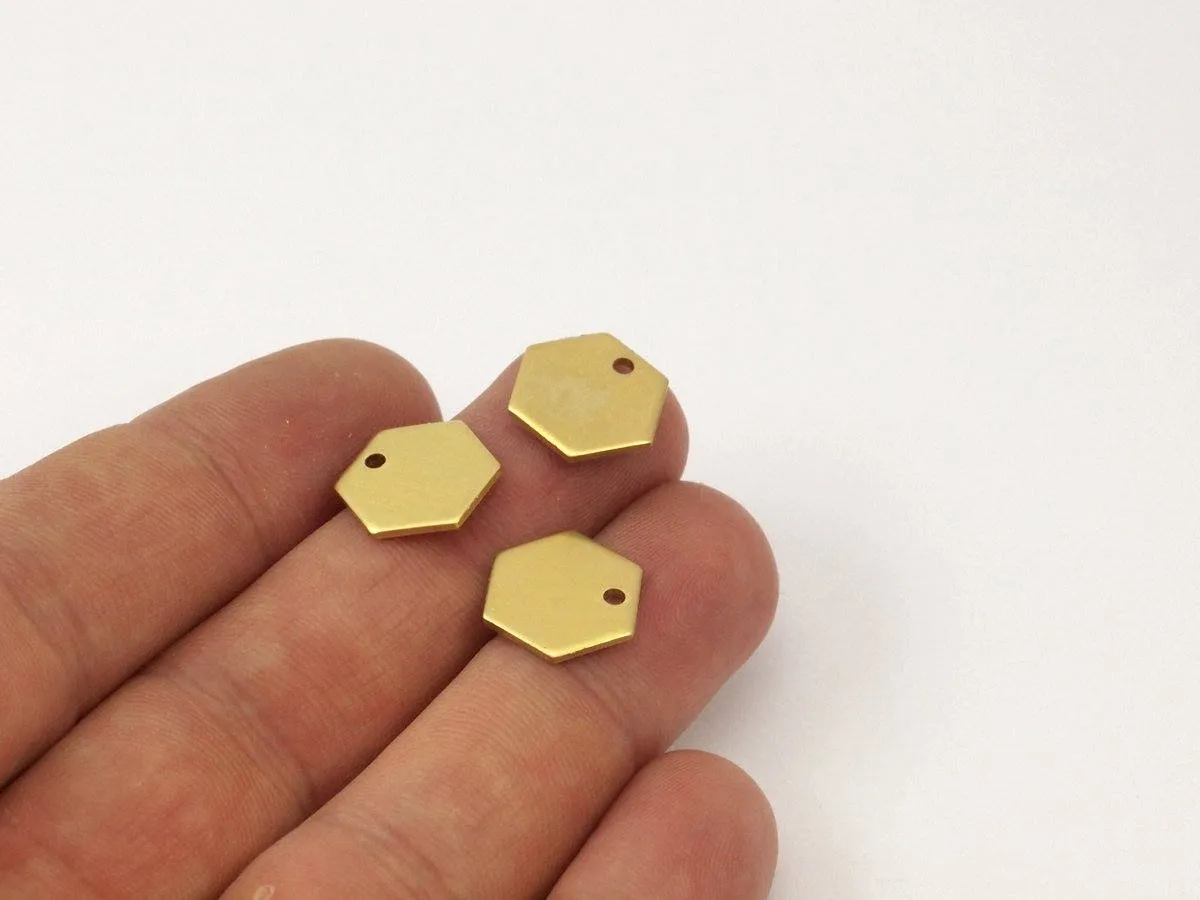 24 Raw Brass Hexagon Stamping Blank Tag Charms (12.5x1mm) D0117