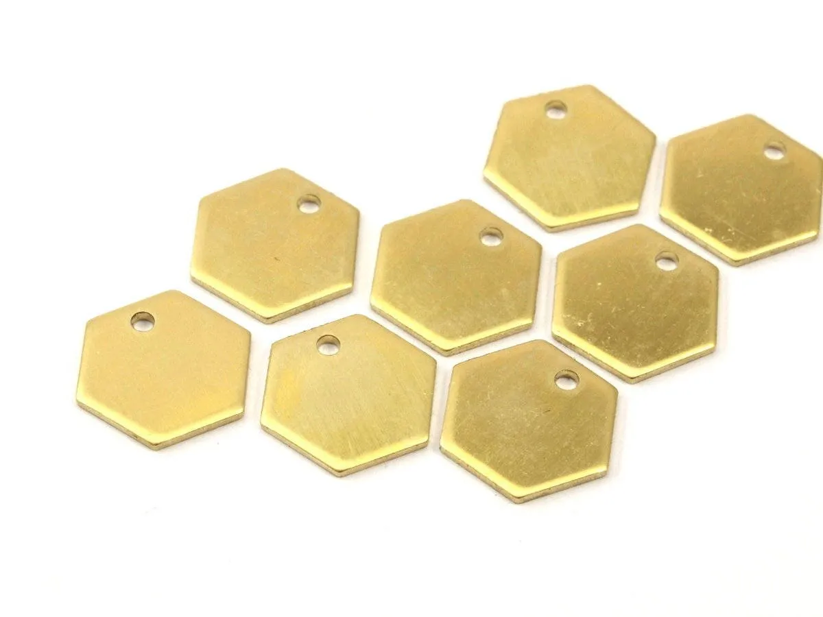 24 Raw Brass Hexagon Stamping Blank Tag Charms (12.5x1mm) D0117