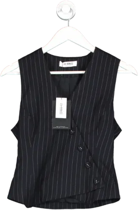 4th & Reckless Blue Ruth Pinstripe Asymmetric Waistcoat UK 8