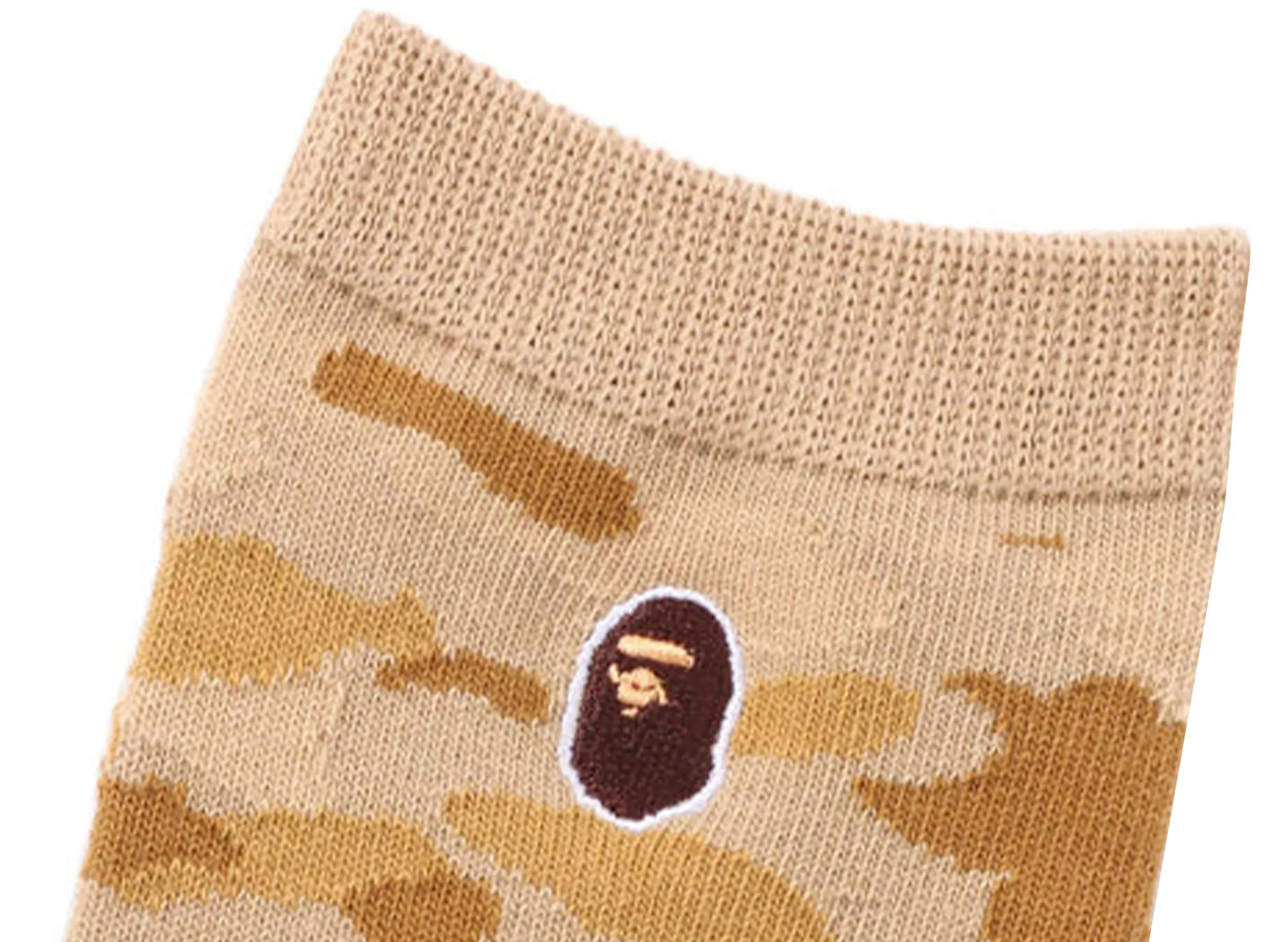 A Bathing Ape Color Camo Ape Head One Point Socks in Yellow xld