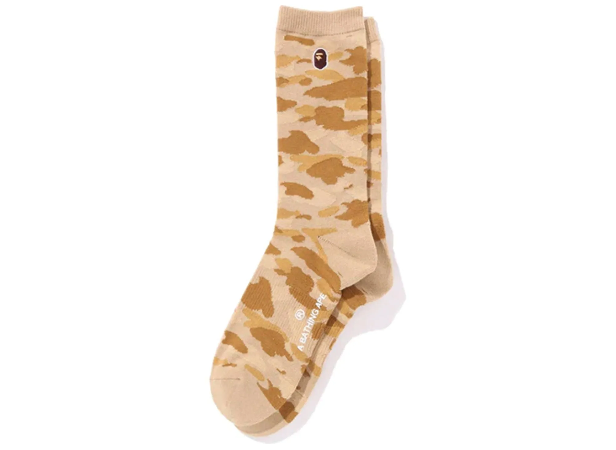 A Bathing Ape Color Camo Ape Head One Point Socks in Yellow xld