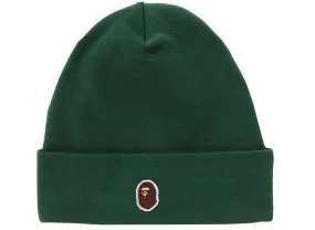 A Bathing Ape Silicon Ape Head Knit Cap in Green xld