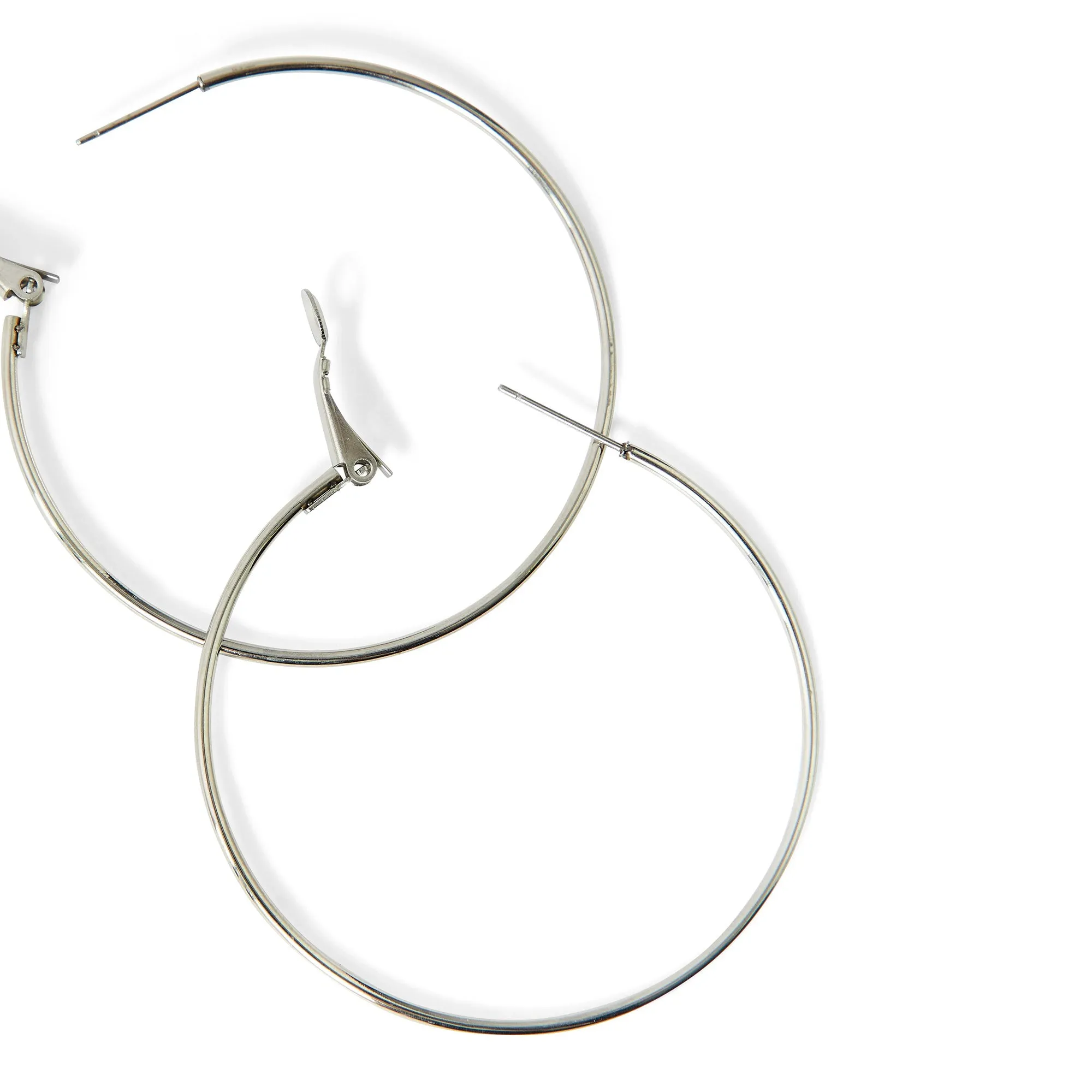 Accessorize London Women's Water Proof Silver Large Thin Hoop Earrings