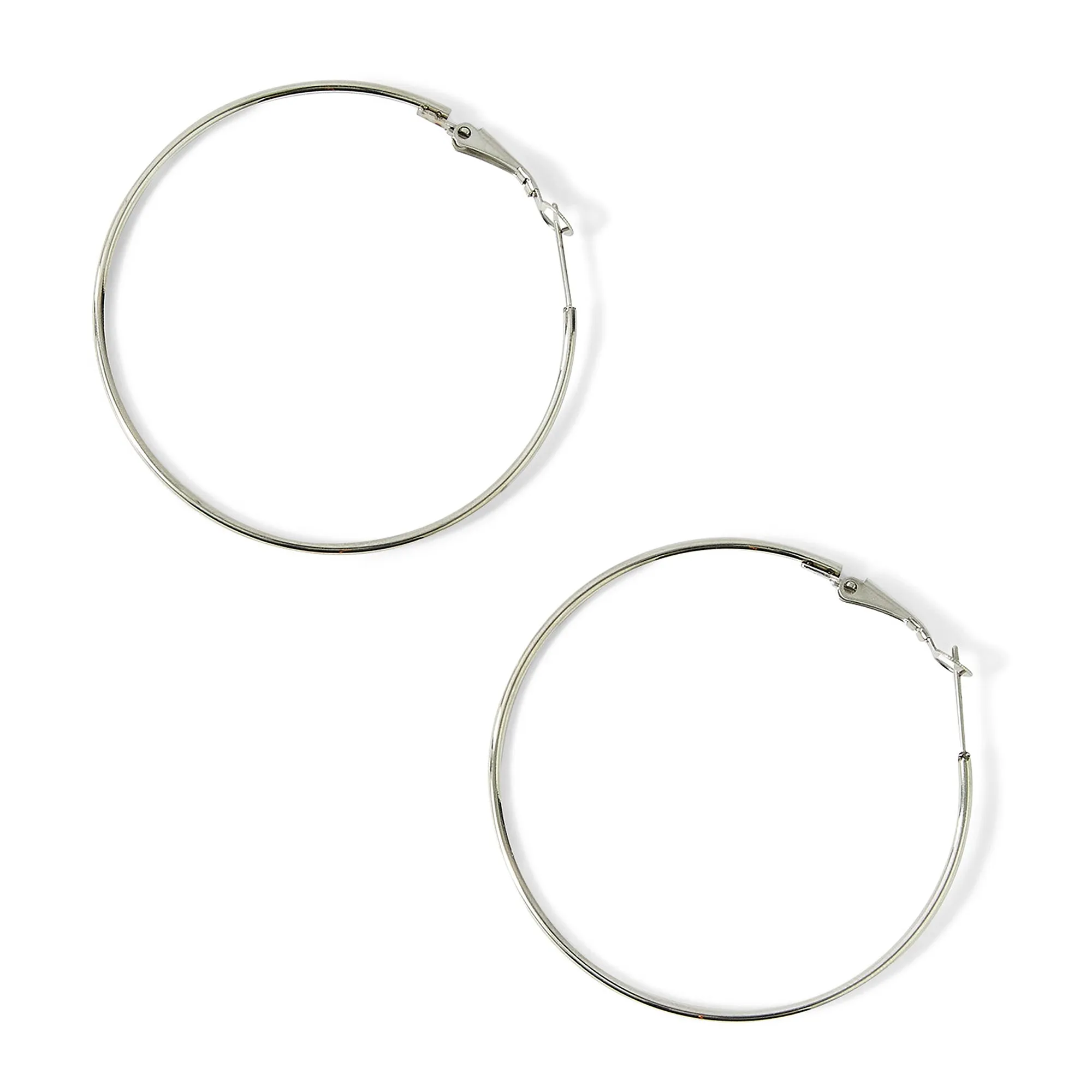 Accessorize London Women's Water Proof Silver Large Thin Hoop Earrings