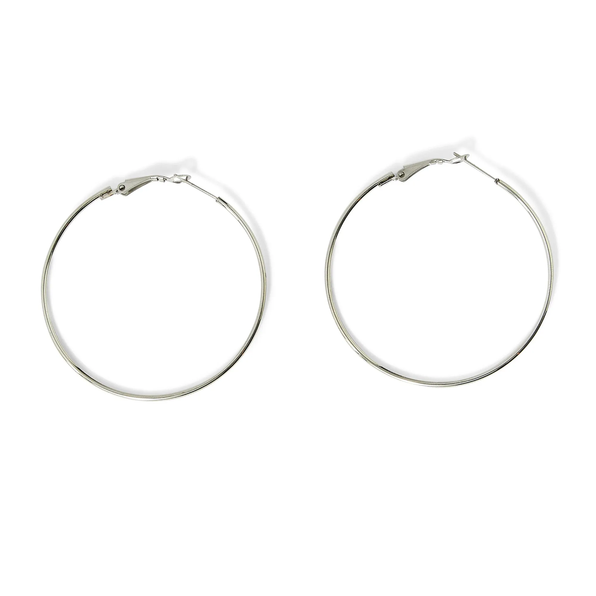 Accessorize London Women's Water Proof Silver Large Thin Hoop Earrings