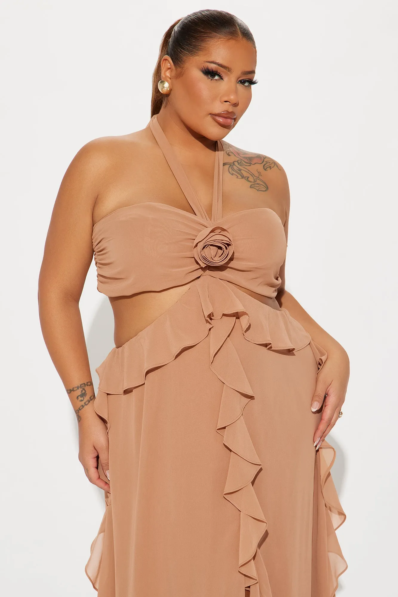 Ameliah Chiffon Maxi Dress - Mocha