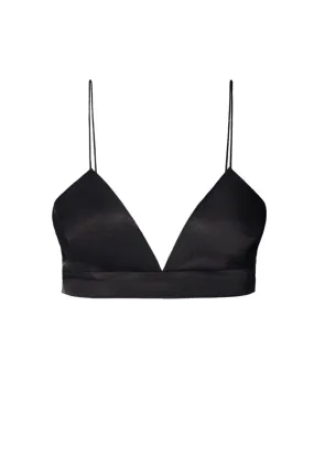 ASHA BLACK SILK-BLEND CROP TOP