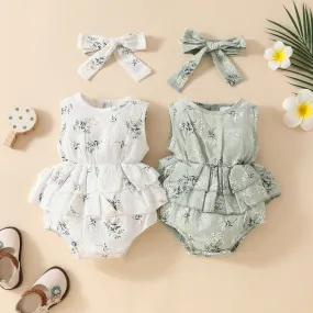 Baby Girls Flower Print Rompers Wholesale 20240408