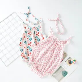 Baby Girls Flower Print Rompers Wholesale 240409287