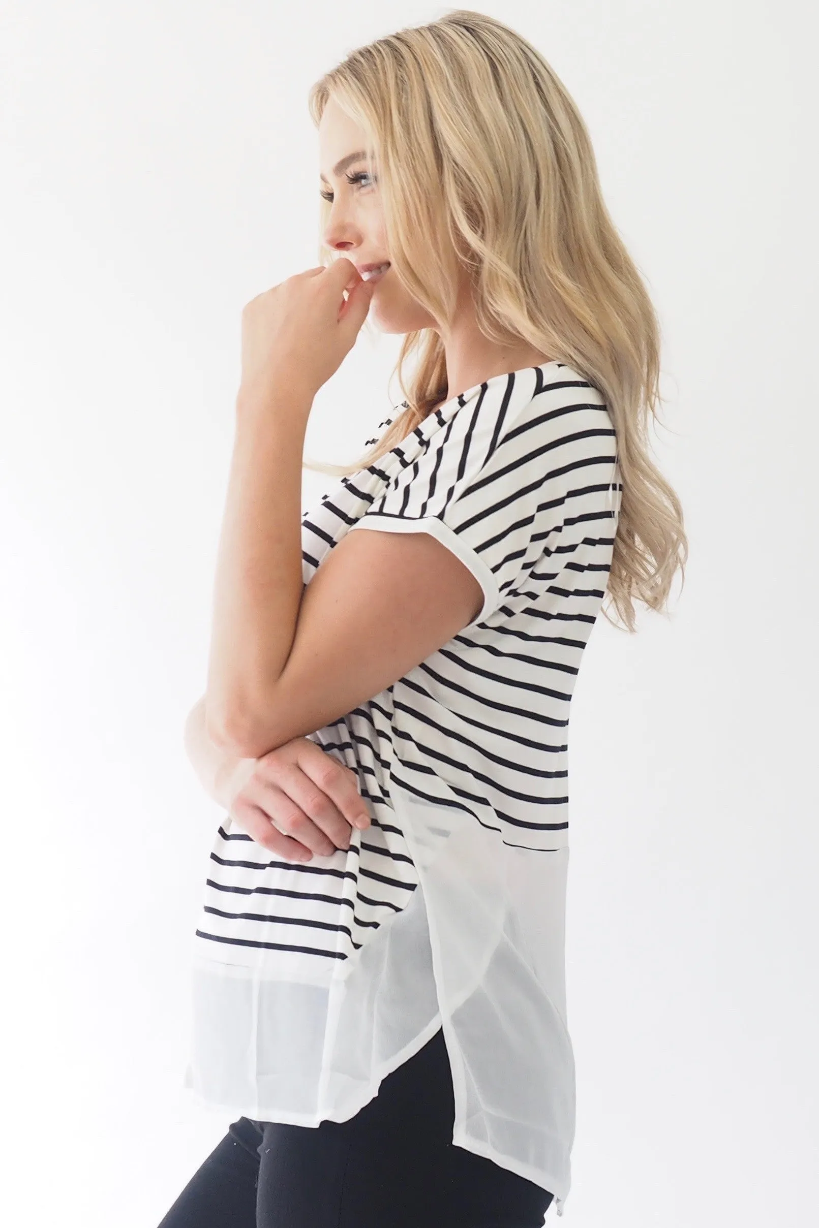 Basics stripe Top - white