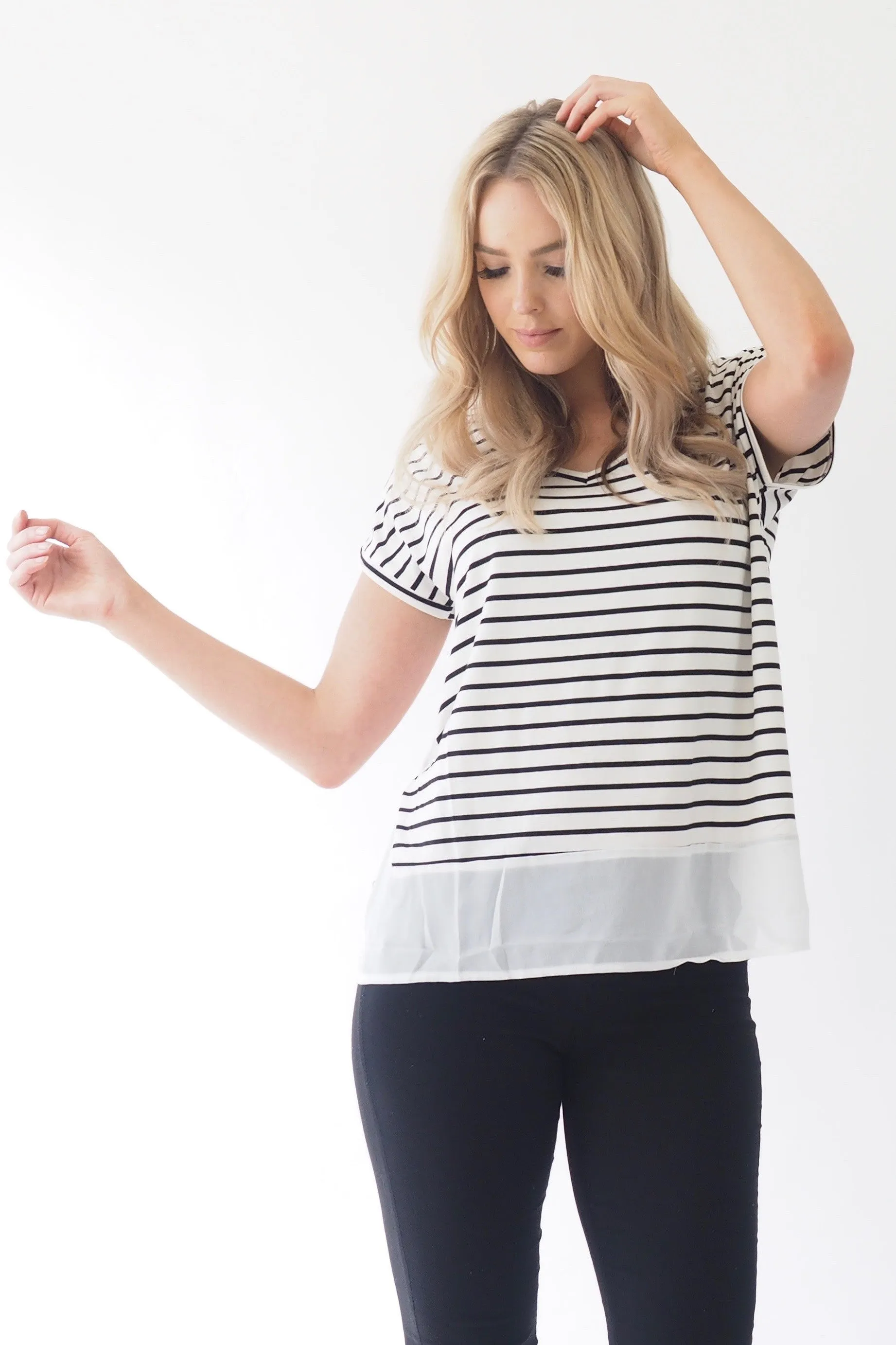 Basics stripe Top - white