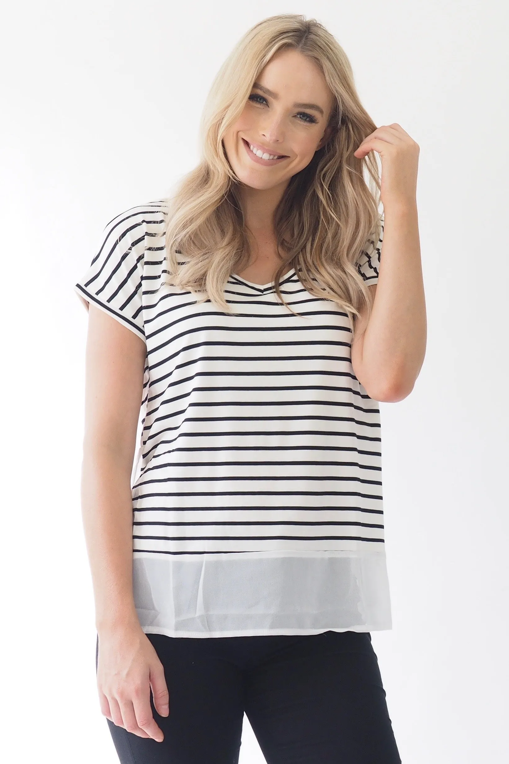 Basics stripe Top - white