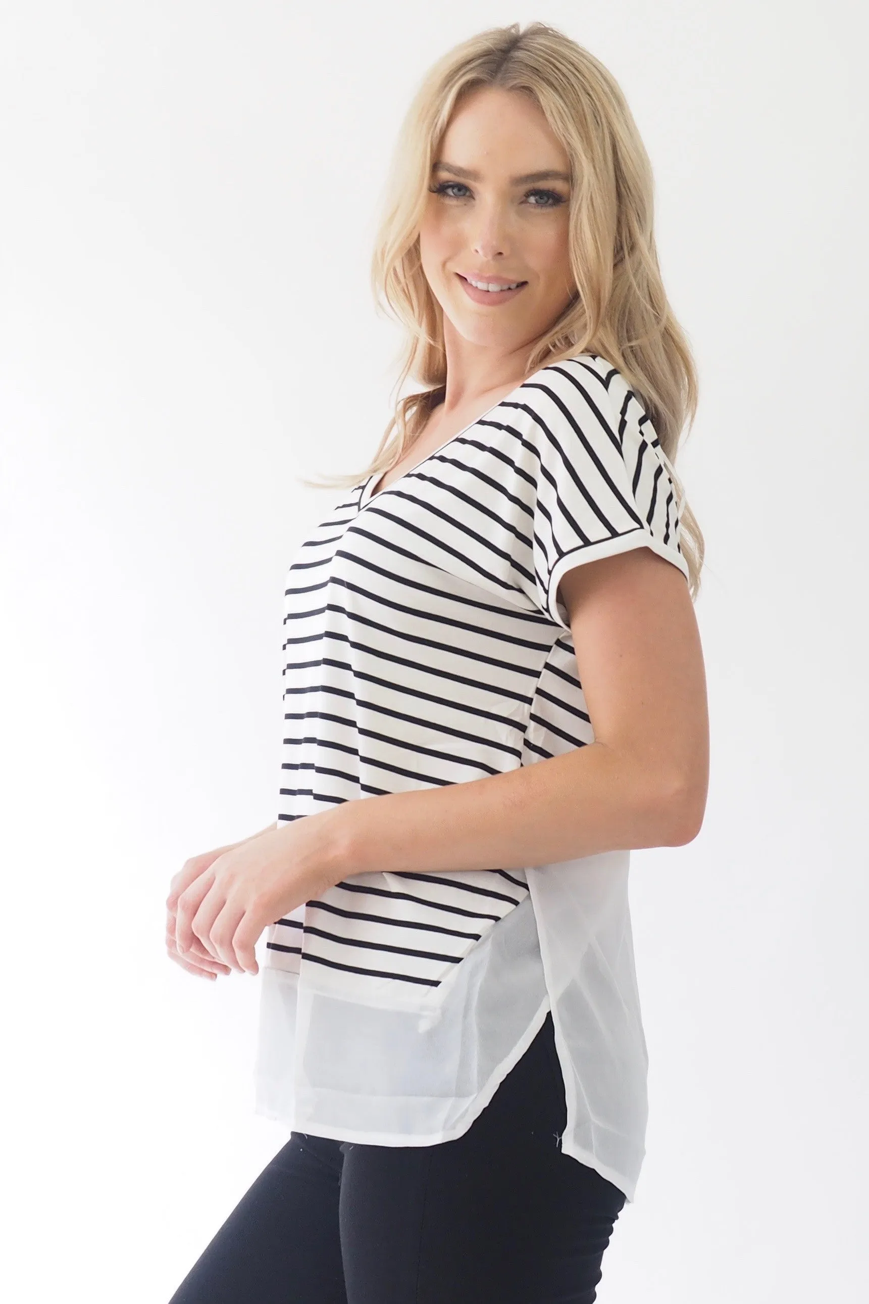 Basics stripe Top - white