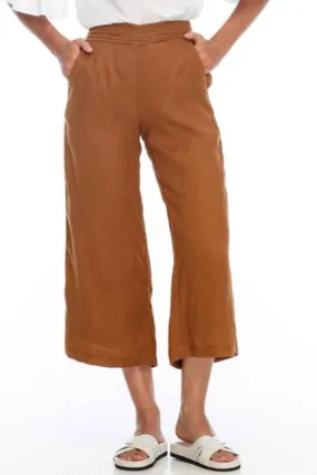 Benji Wide Crop Bronze Linen Pants