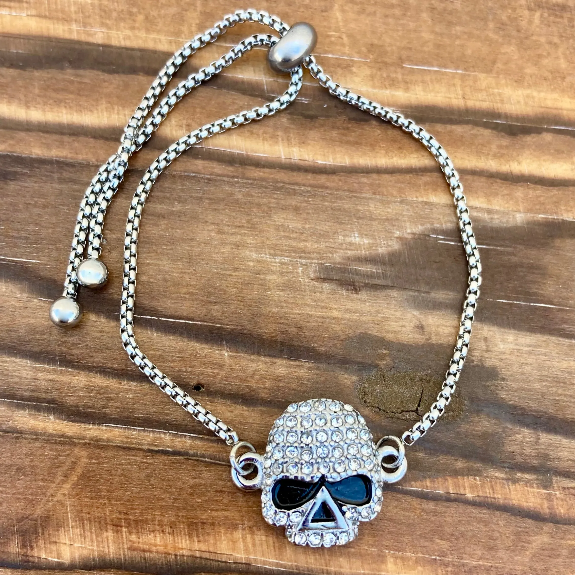 Bling Skull - White Stone - Bracelet - 2595B