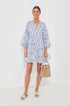 Blue Hampton Balloon Sleeve Short Dress