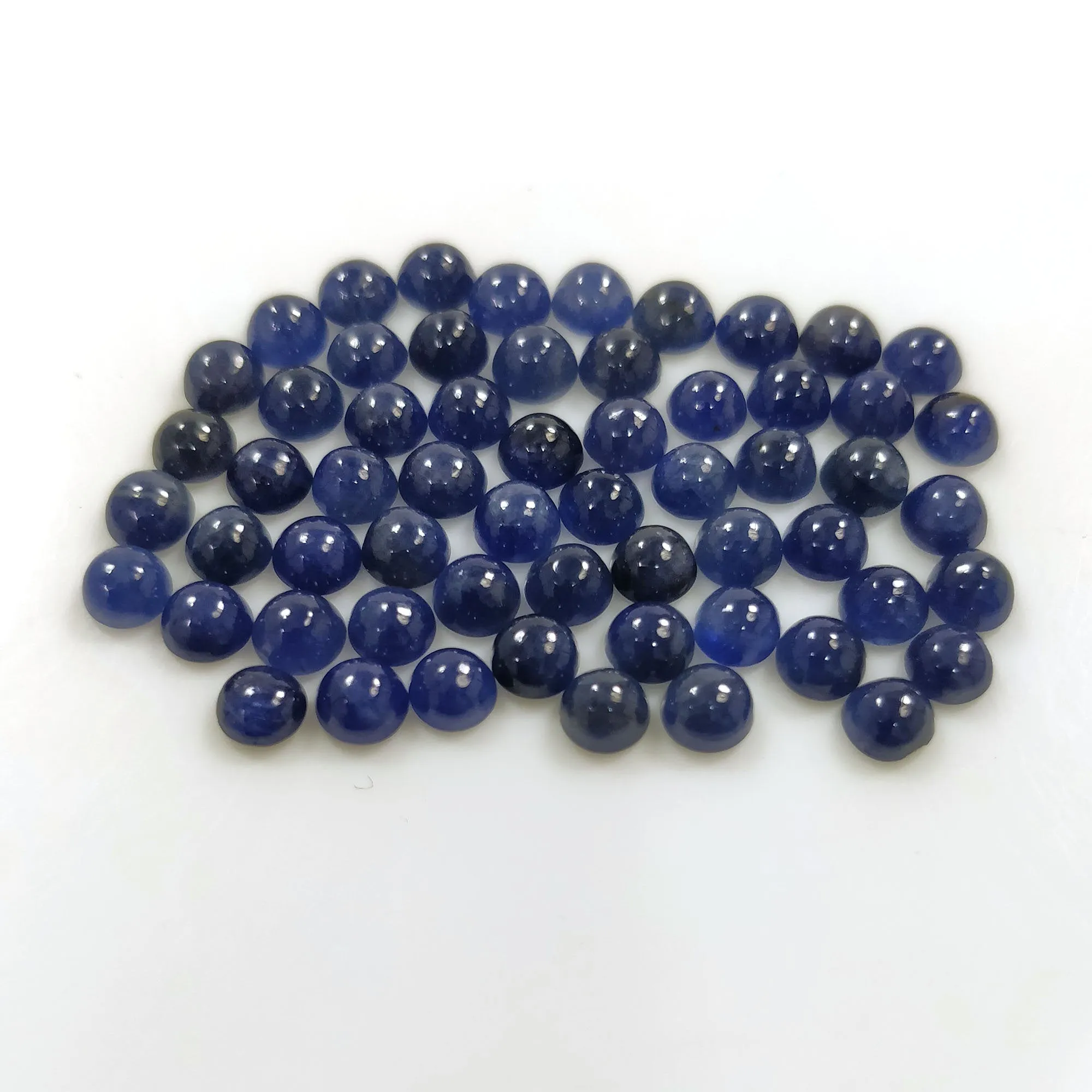 BLUE SAPPHIRE Gemstone Cabochon : 21.85cts Natural Untreated Unheated Sapphire Gemstone Round Shape Cabochon 4mm 59pcs Lot For Jewelry