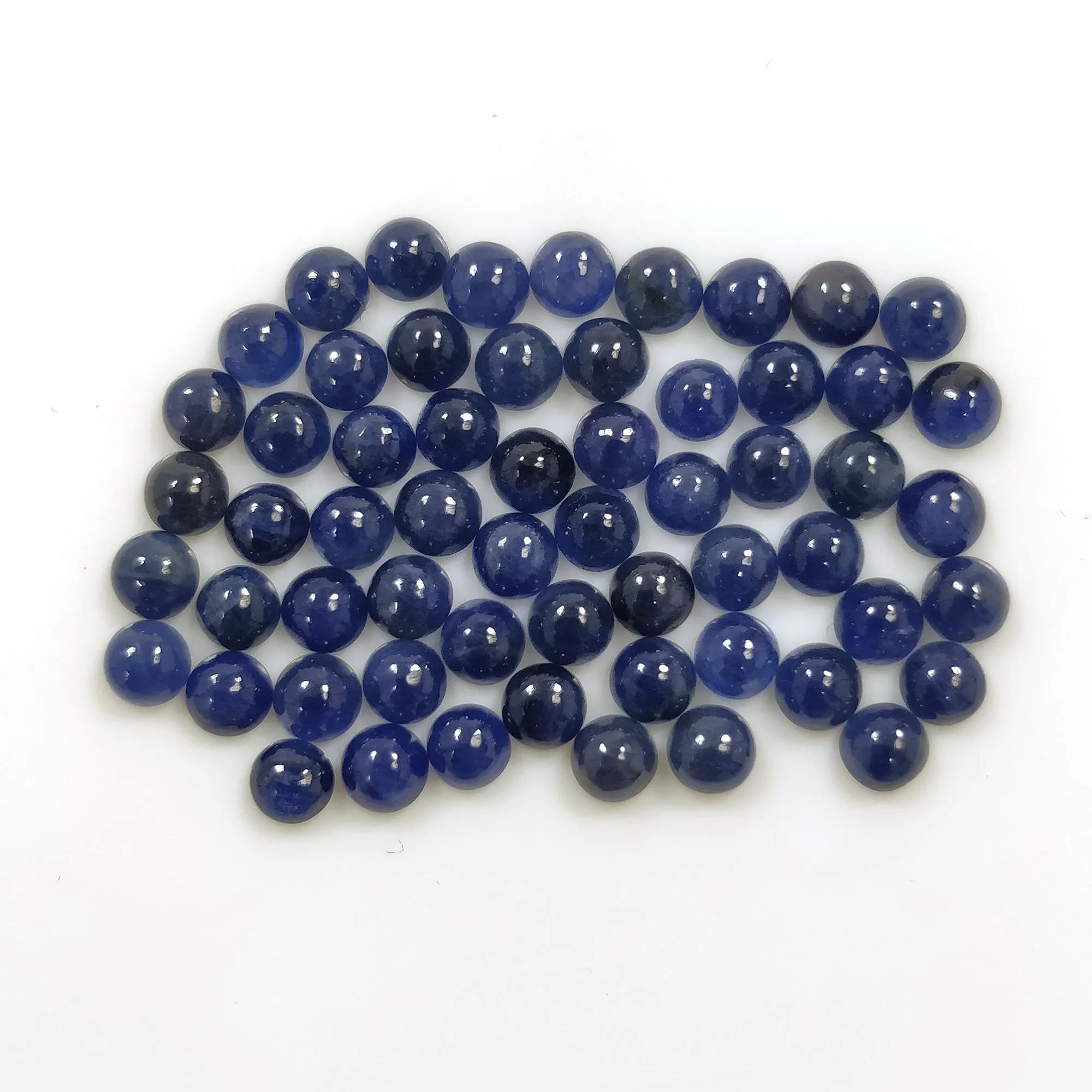 BLUE SAPPHIRE Gemstone Cabochon : 21.85cts Natural Untreated Unheated Sapphire Gemstone Round Shape Cabochon 4mm 59pcs Lot For Jewelry