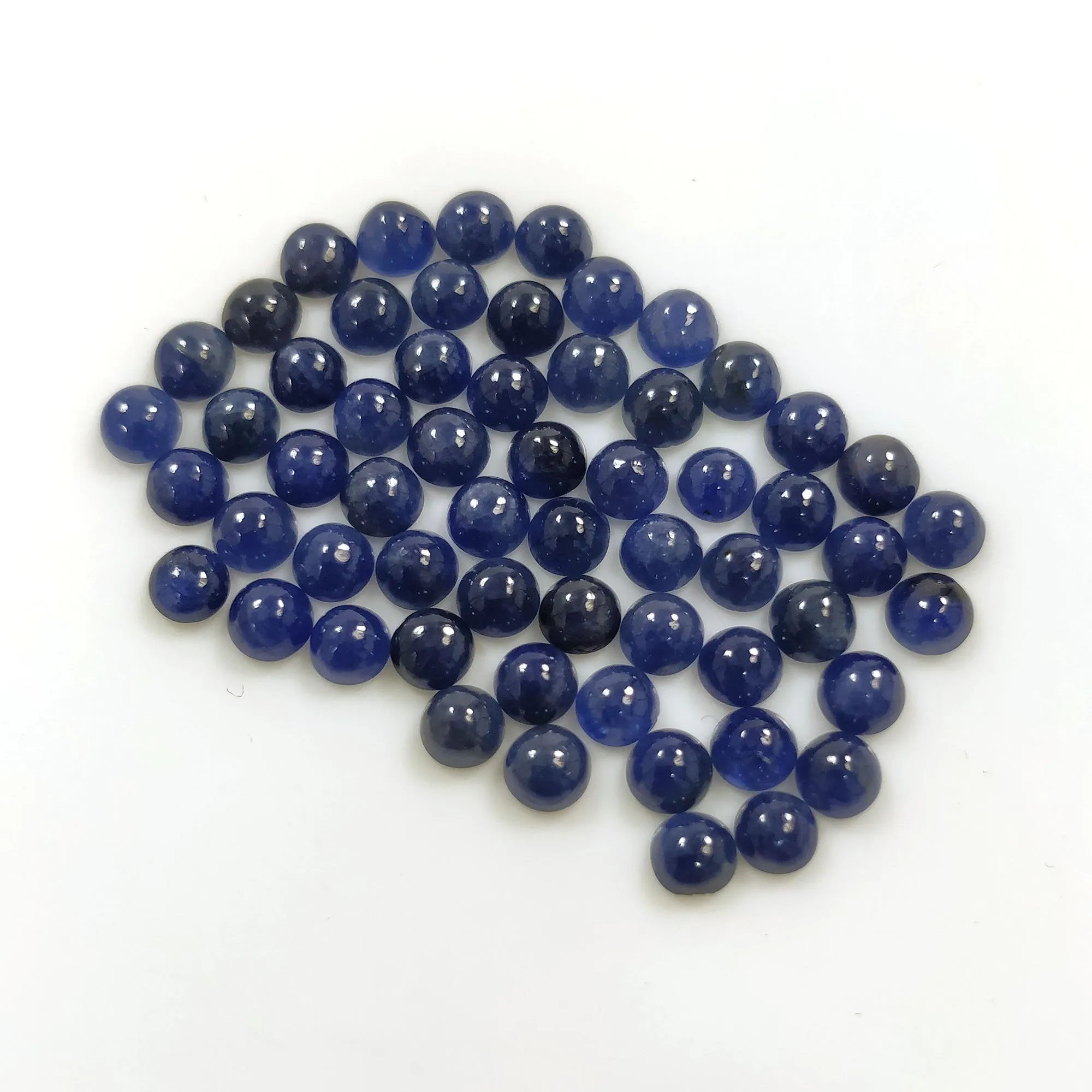 BLUE SAPPHIRE Gemstone Cabochon : 21.85cts Natural Untreated Unheated Sapphire Gemstone Round Shape Cabochon 4mm 59pcs Lot For Jewelry