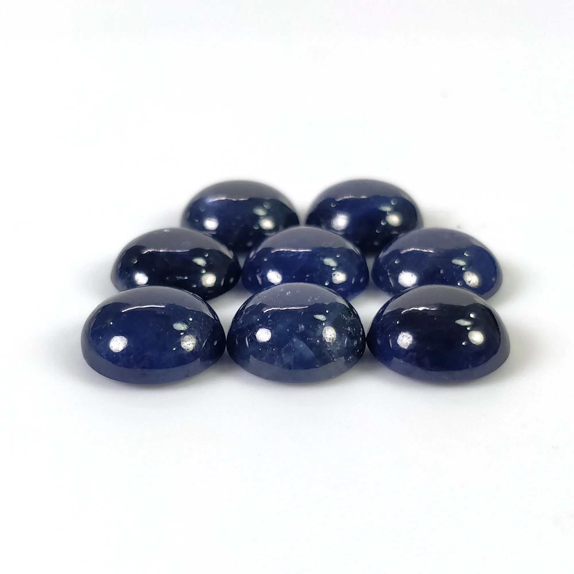 BLUE SAPPHIRE Gemstone Cabochon : 36.00cts Natural Untreated Unheated Sapphire Round Shape 10mm 8pc