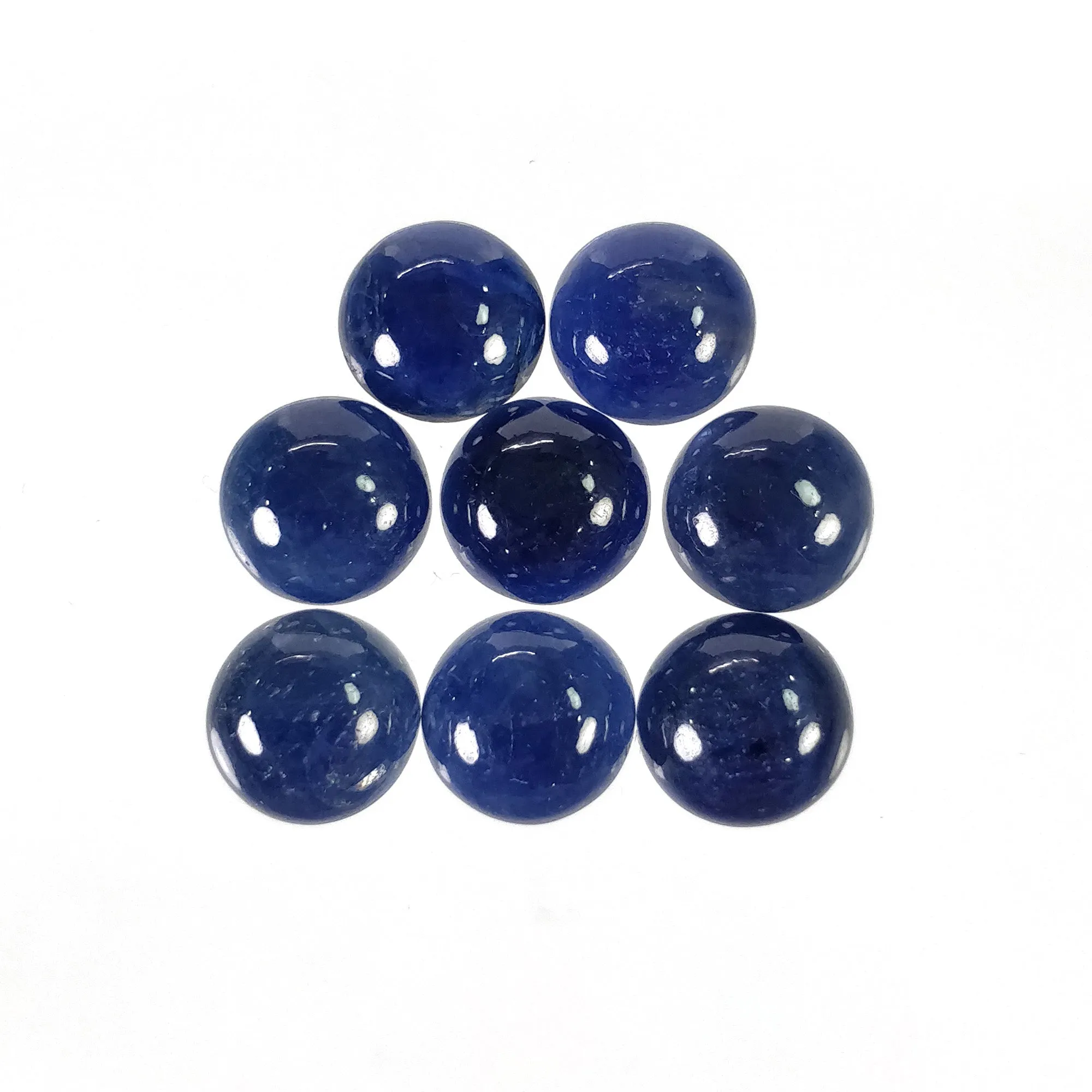 BLUE SAPPHIRE Gemstone Cabochon : 36.00cts Natural Untreated Unheated Sapphire Round Shape 10mm 8pc