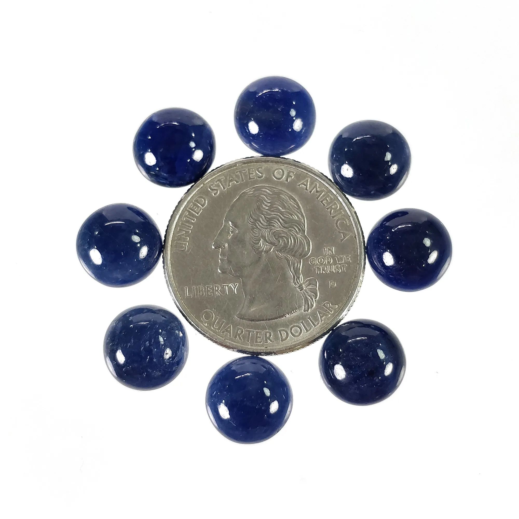 BLUE SAPPHIRE Gemstone Cabochon : 36.00cts Natural Untreated Unheated Sapphire Round Shape 10mm 8pc