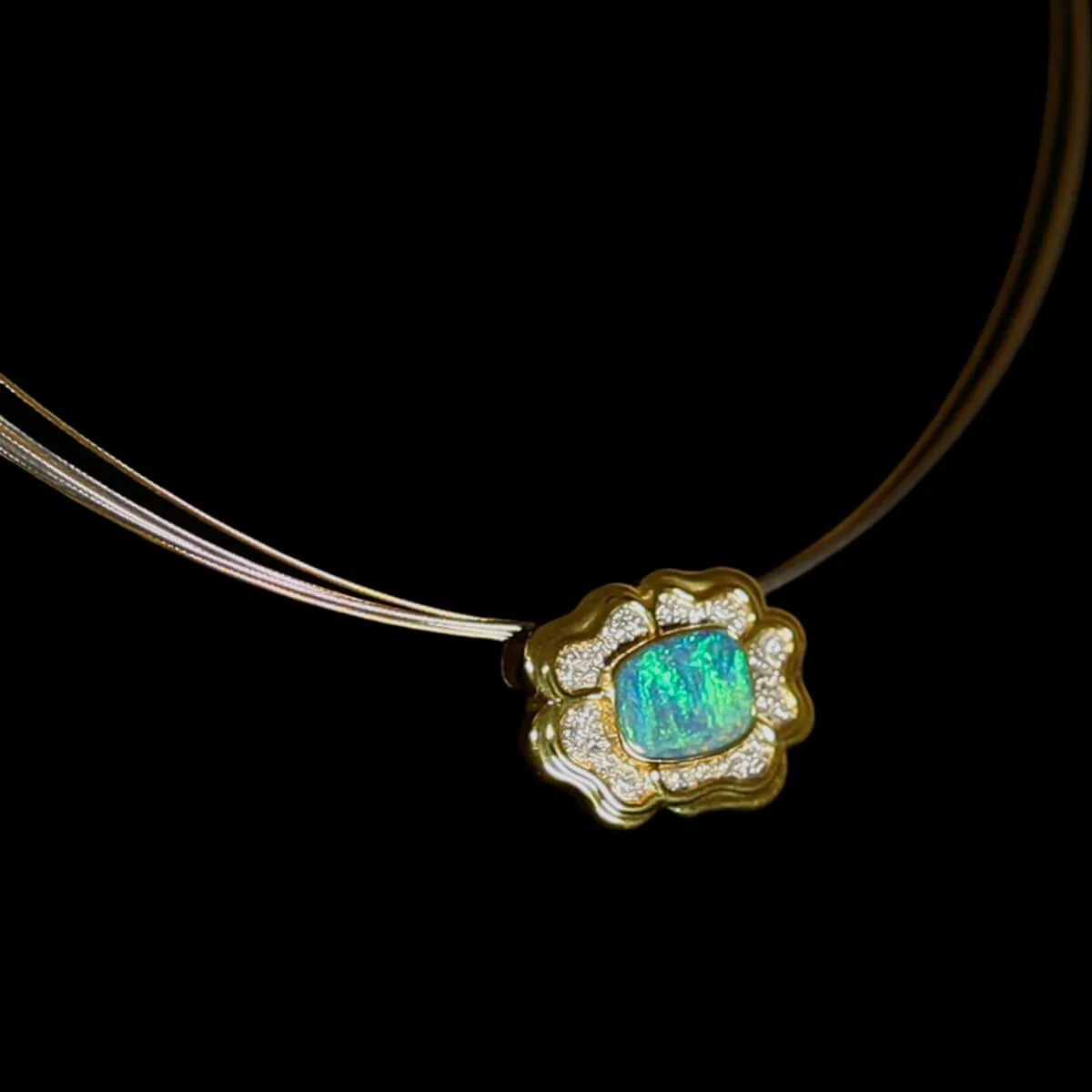 Boulder Opal, Diamond, 18K Gold & Platinum Necklace