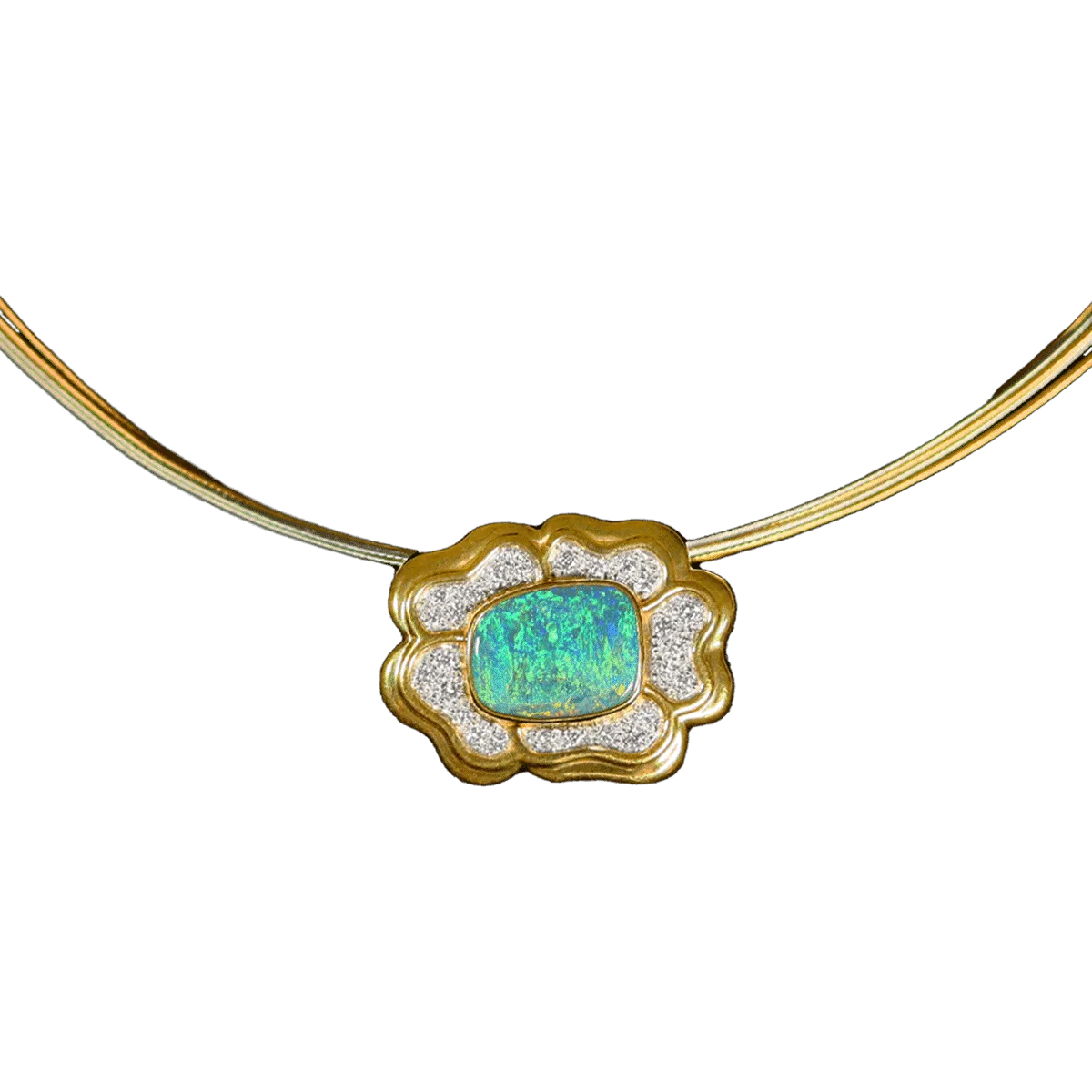 Boulder Opal, Diamond, 18K Gold & Platinum Necklace