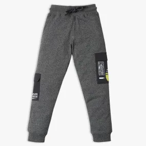 Boy's Regular Fit Solid Mid Rise Trackpants