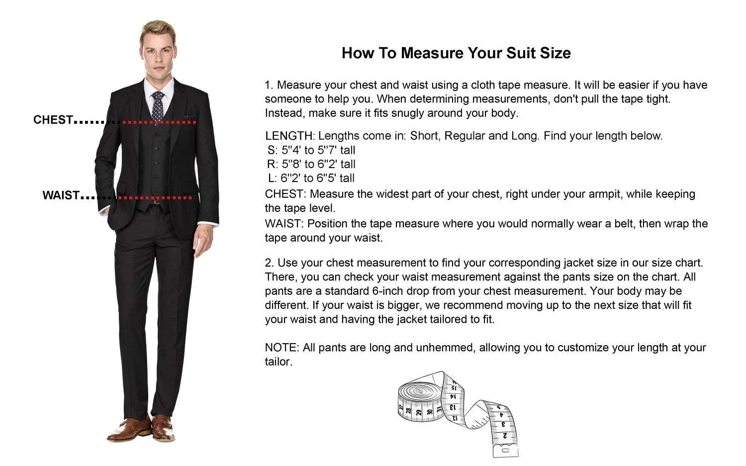 Braveman Men's 3-Piece Three Piece Slim Fit Formal Cut Suit Set