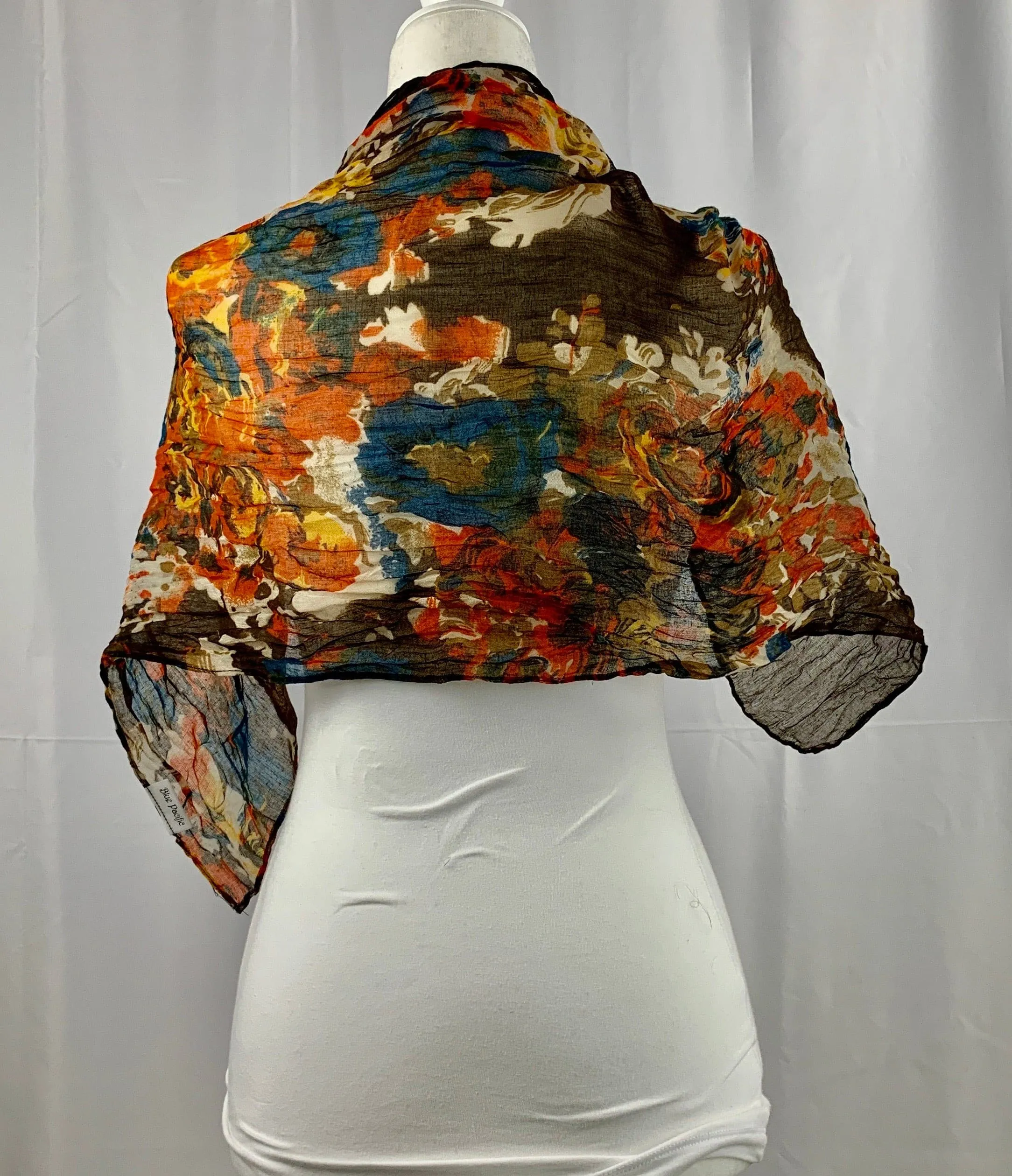 Brown Vintage Flower Neck Scarf