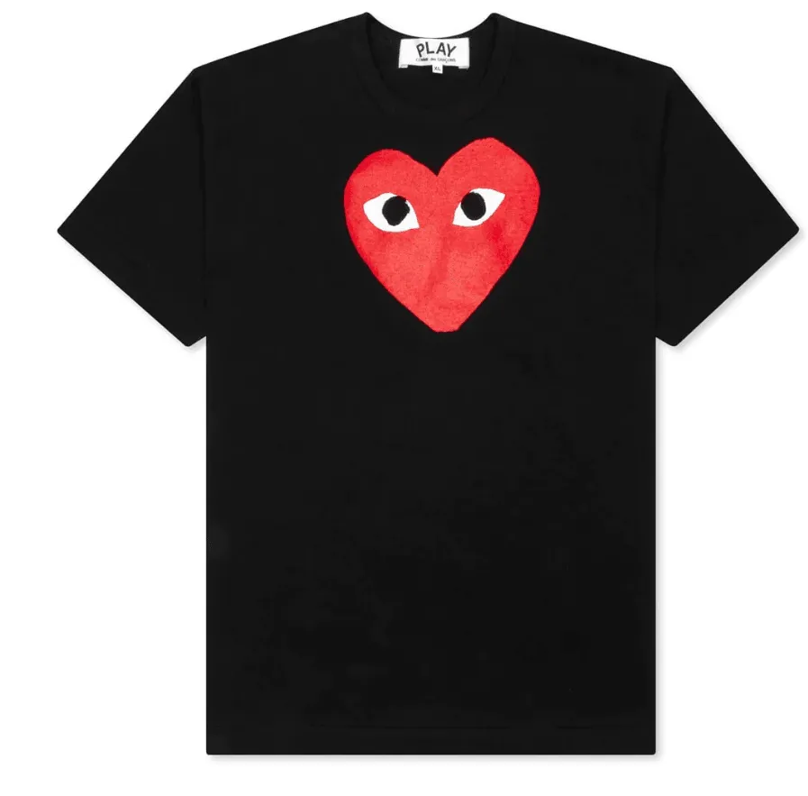 CDG PLAY WOMEN'S HEART T-SHIRT - BLACK