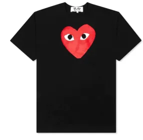 CDG PLAY WOMEN'S HEART T-SHIRT - BLACK