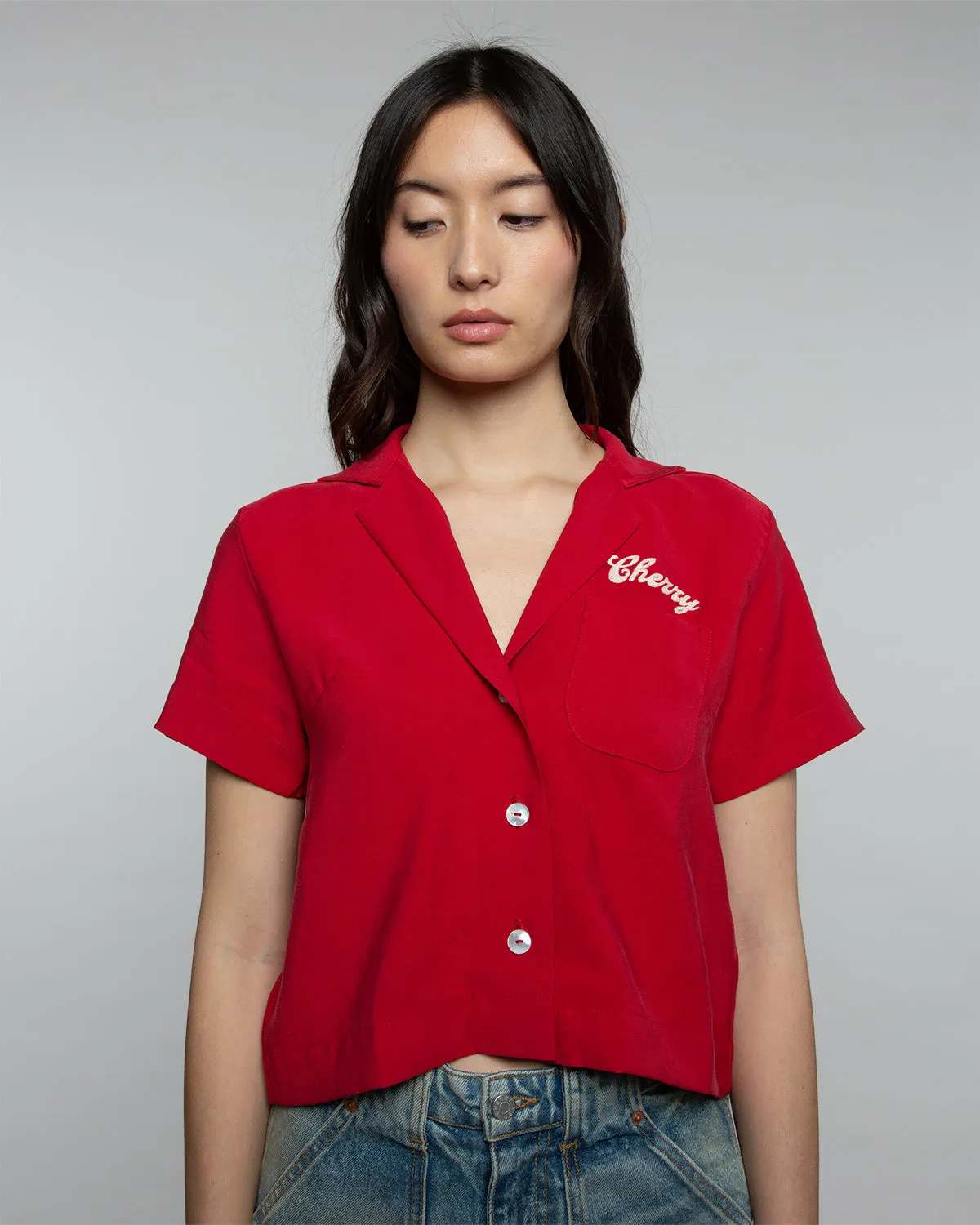 Cherry Lovers Women's Bowling Shirt (Cardinal)