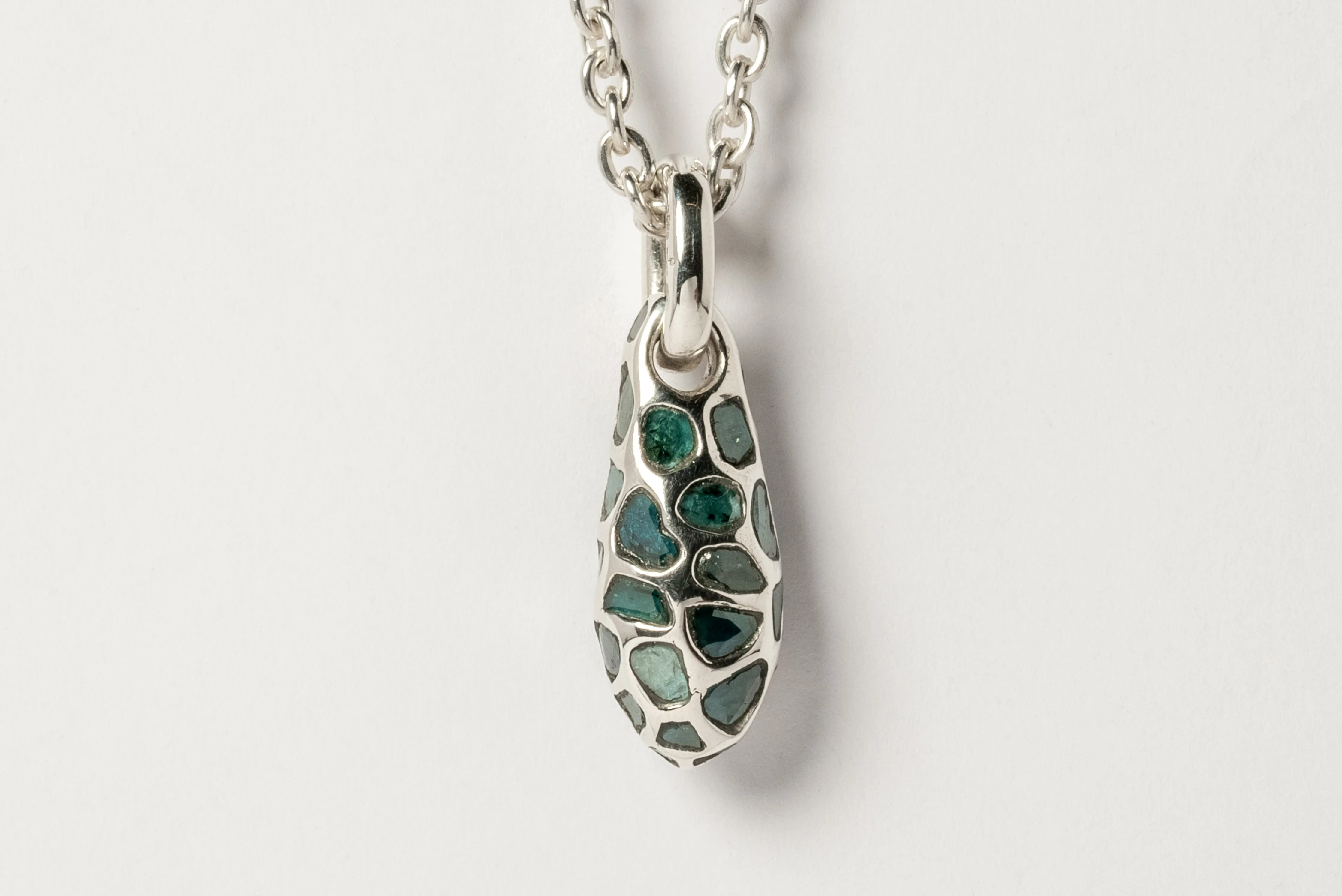 Chrysalis Necklace (Nympha, Mega Pavé, Blue Diamond Slabs, No.1, PA BDIA)