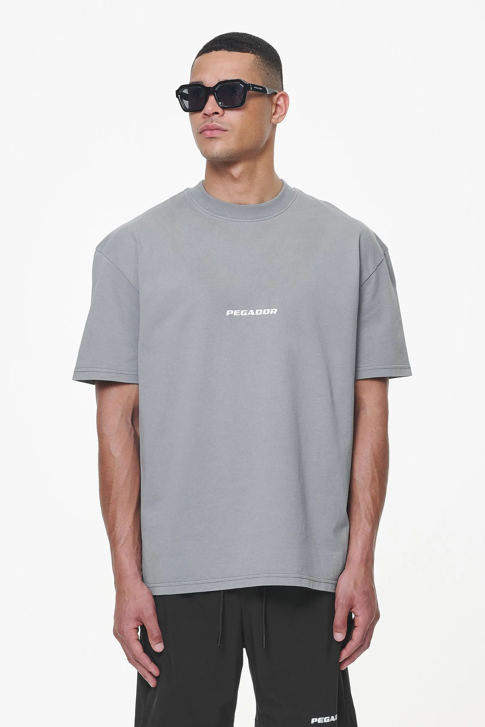 Colne Logo Oversized Tee Heavy Washed Cool Grey