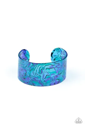 Cosmic Couture Blue Watercolor Acrylic Cuff Bracelet - Paparazzi Accessories