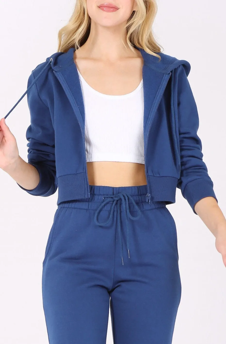 Cropped Zip Up Hoodie