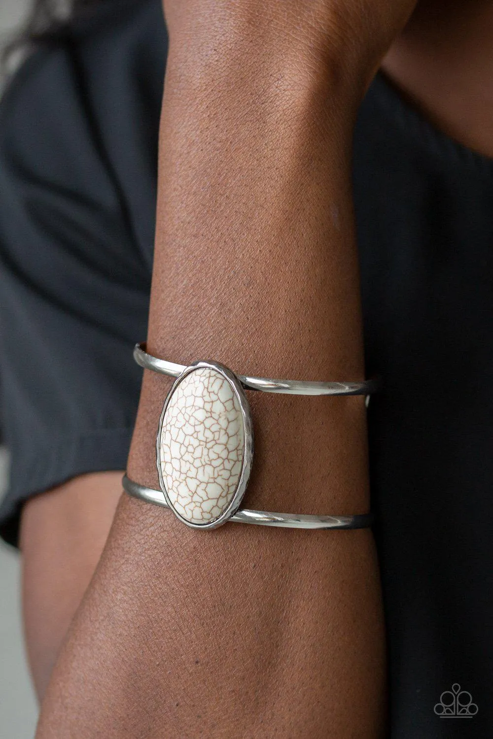 Desert Empress White Stone Cuff Bracelet - Paparazzi Accessories